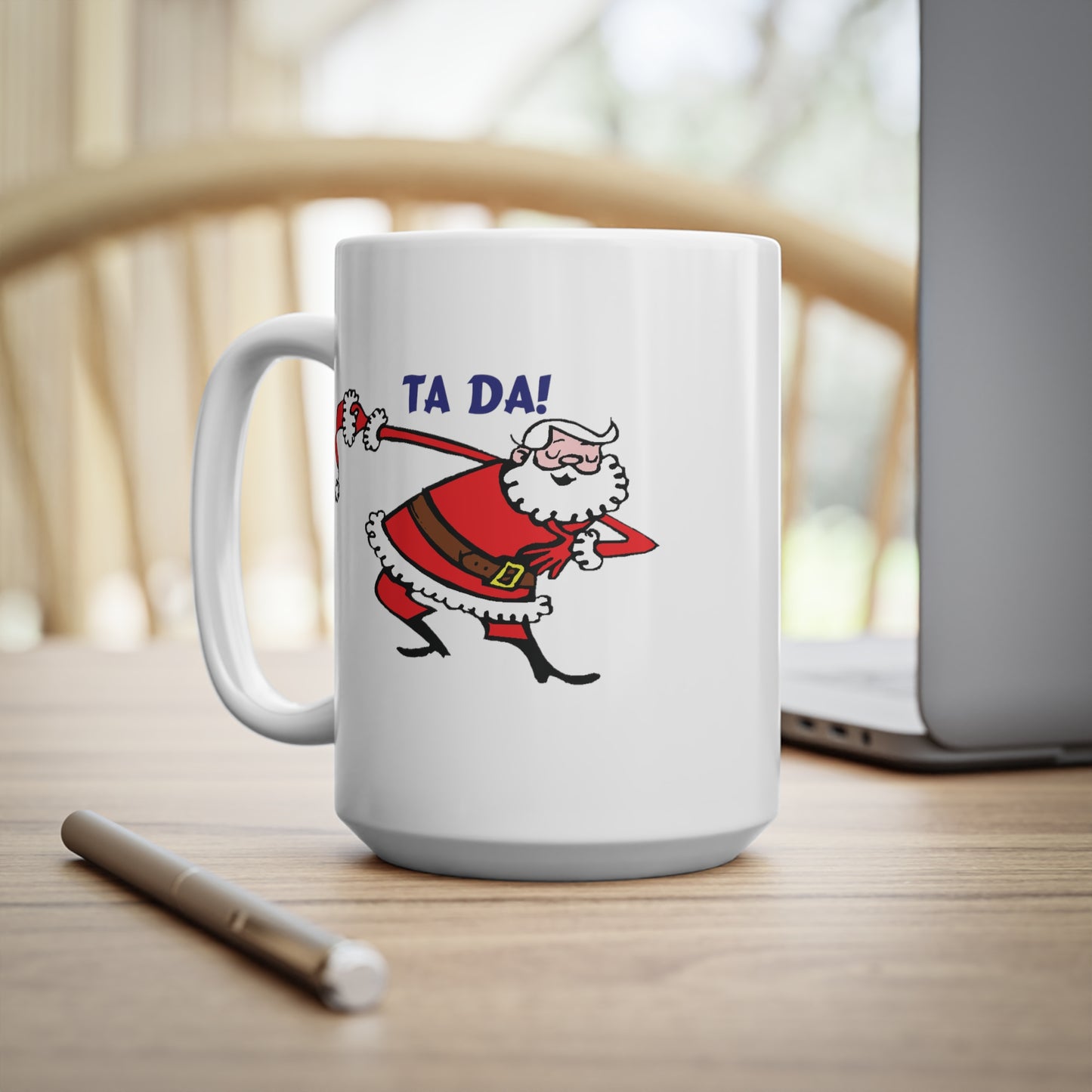 Christmas Santa Claus Bowing Ta Da Coffee Mug