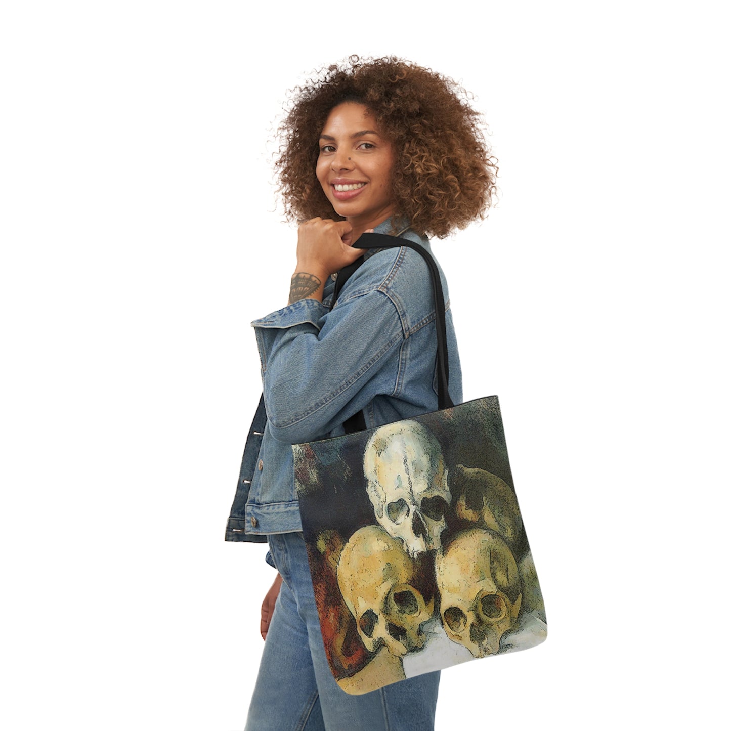 Vintage Pyramid of Skulls Classical Painting Shoulder Tote Bag