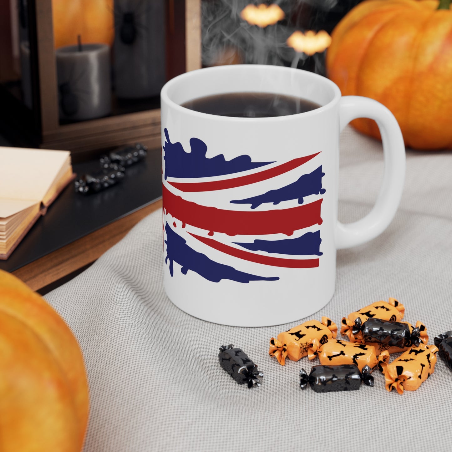 Union Jack Flag Paint Splat Wrap Around Coffee Mug