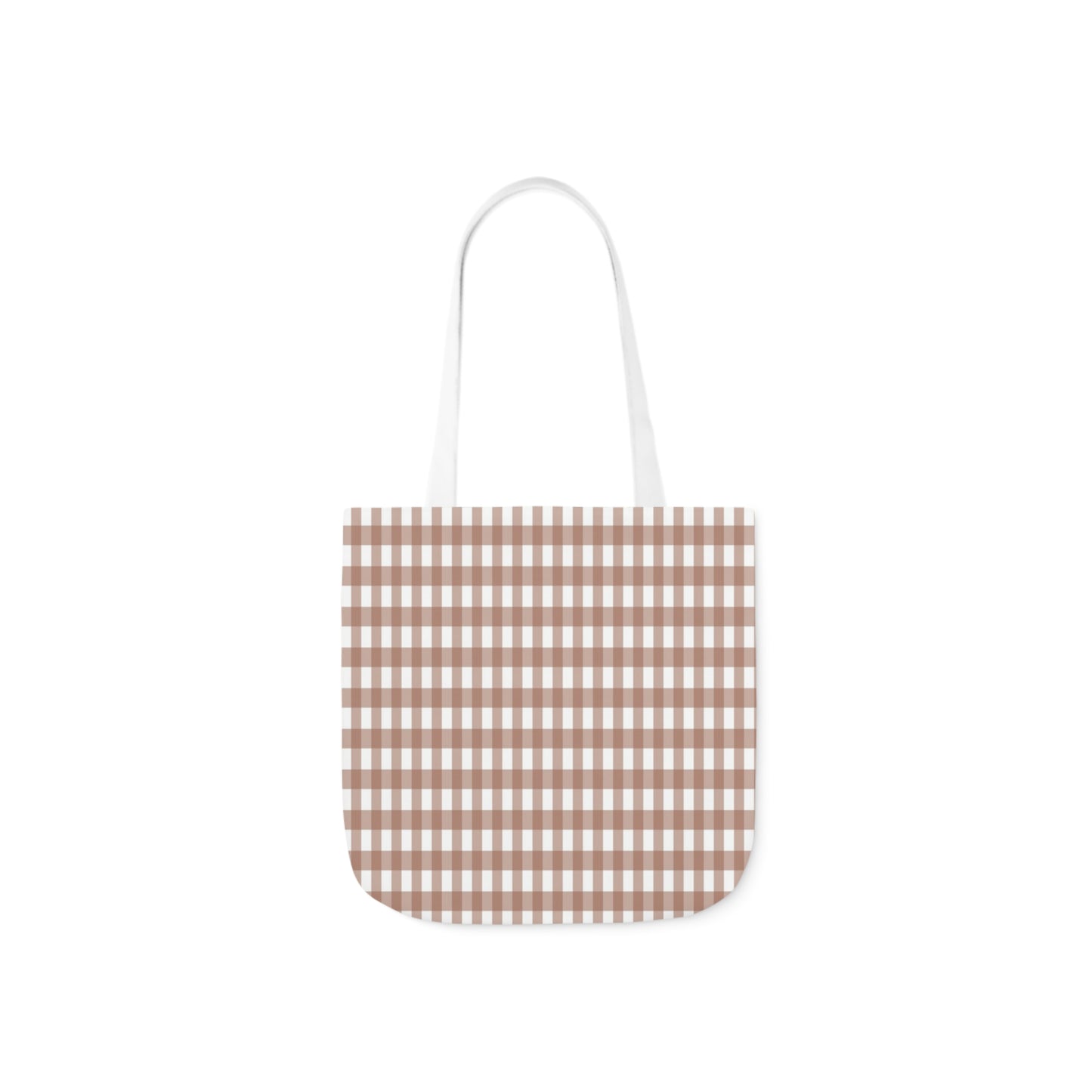 Mocha Brown Check Pattern Shoulder Tote Bag