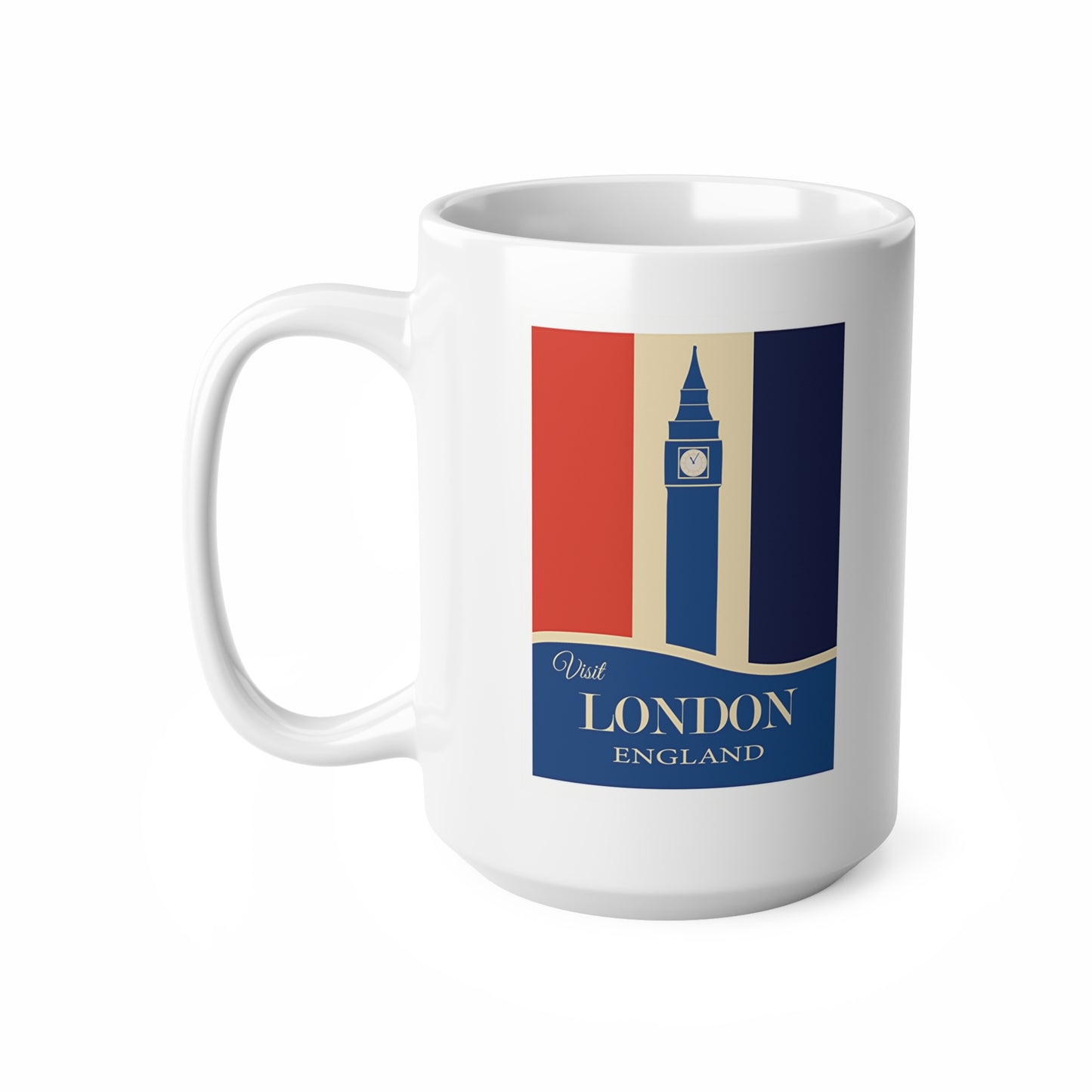 Visit London England Travel Poster Big Ben Coffee Mug