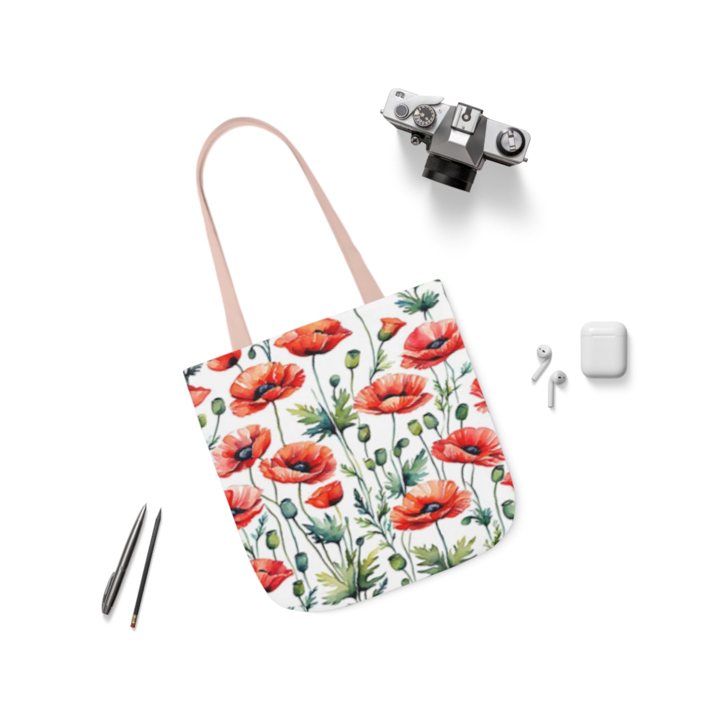 Red Poppies Shoulder Tote Bag