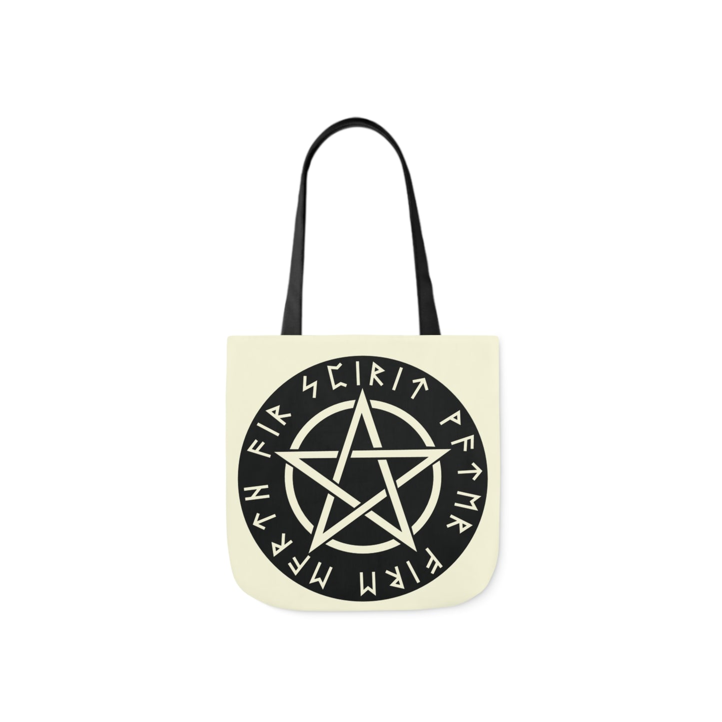 Wiccan Black Runic Pentagram Shoulder Tote Bag