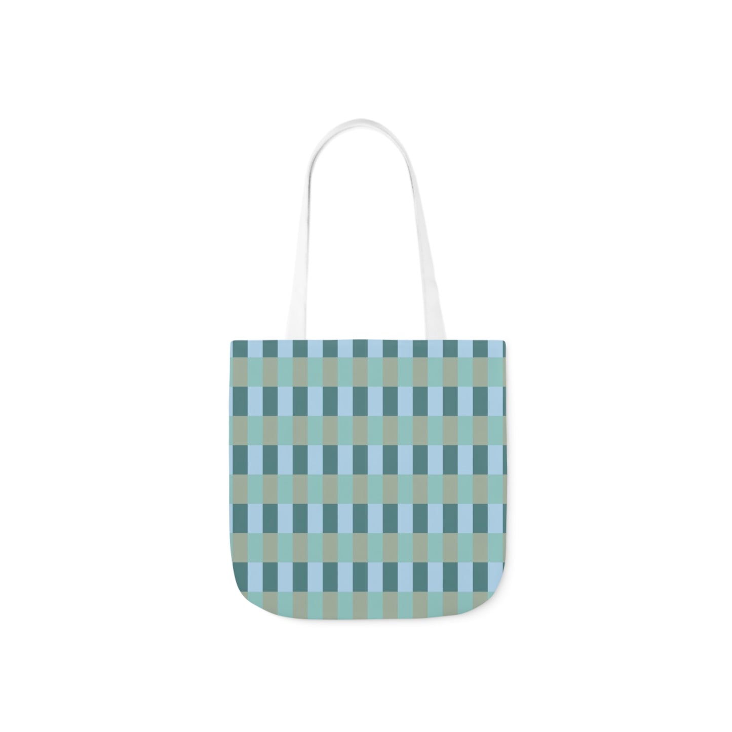 Blue And Green Gingham Check Pattern Shoulder Tote Bag