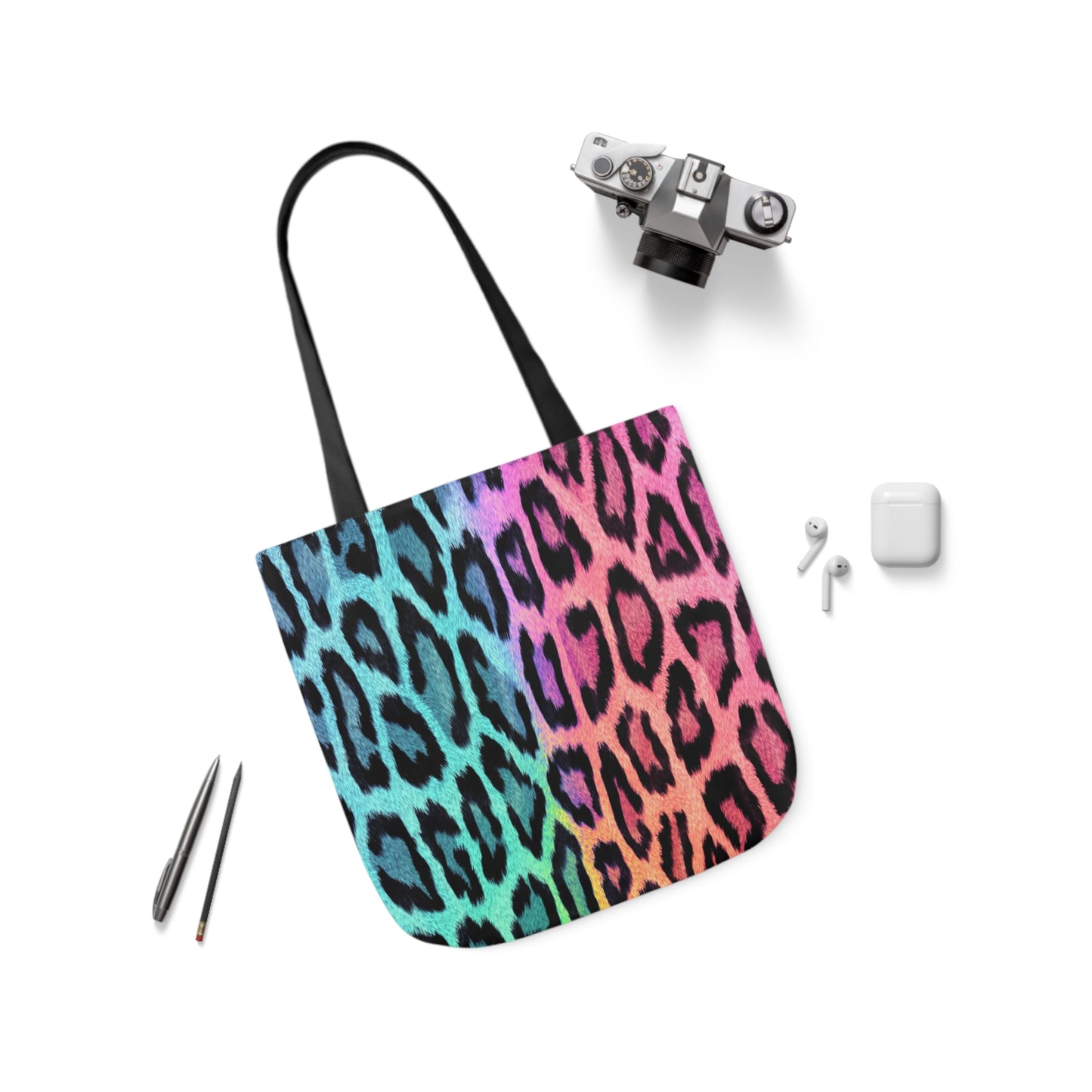 Rainbow Leopard Print Pattern Shoulder Tote Bag