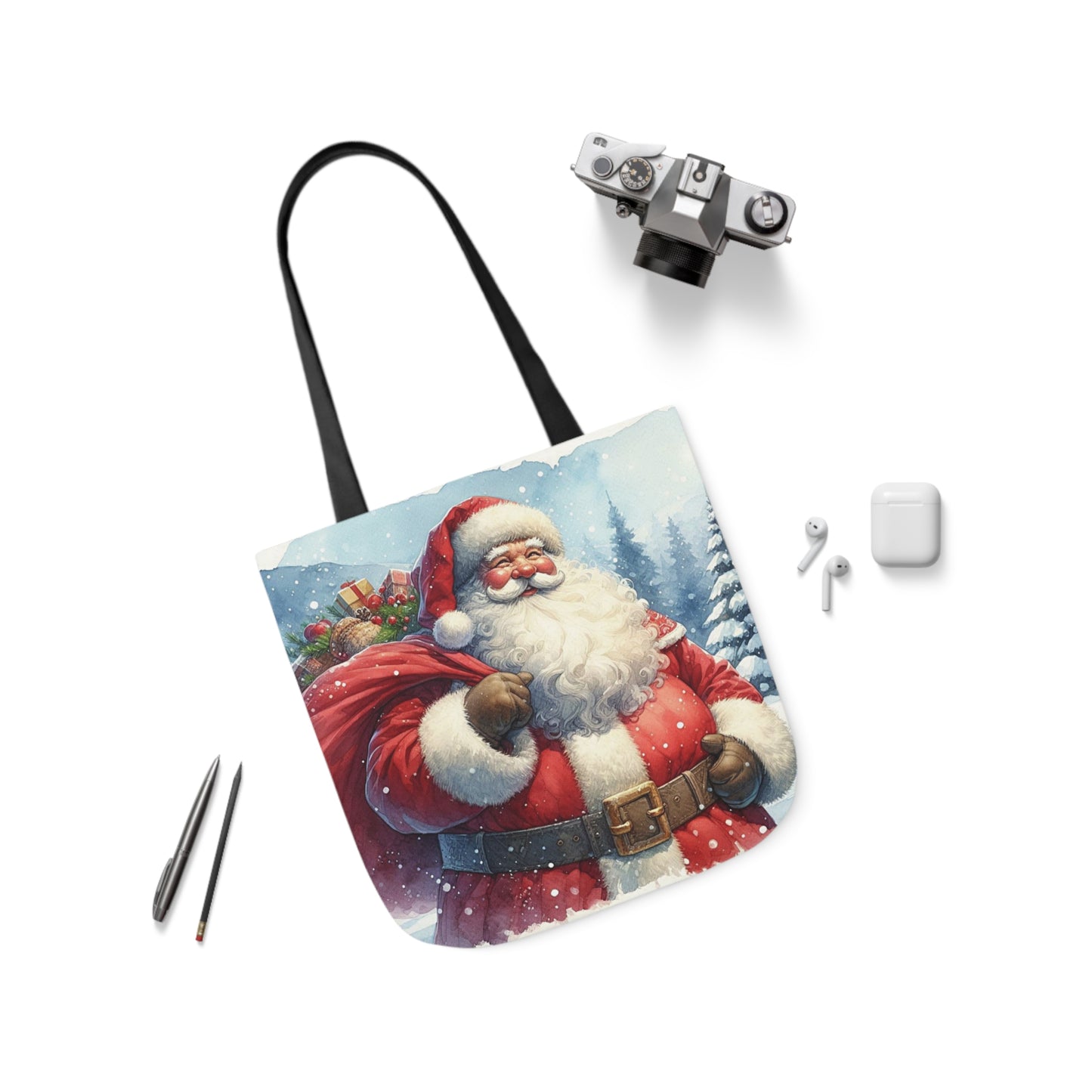 Santa Claus And Sack Of Gifts Watercolour Shoulder Tote Bag