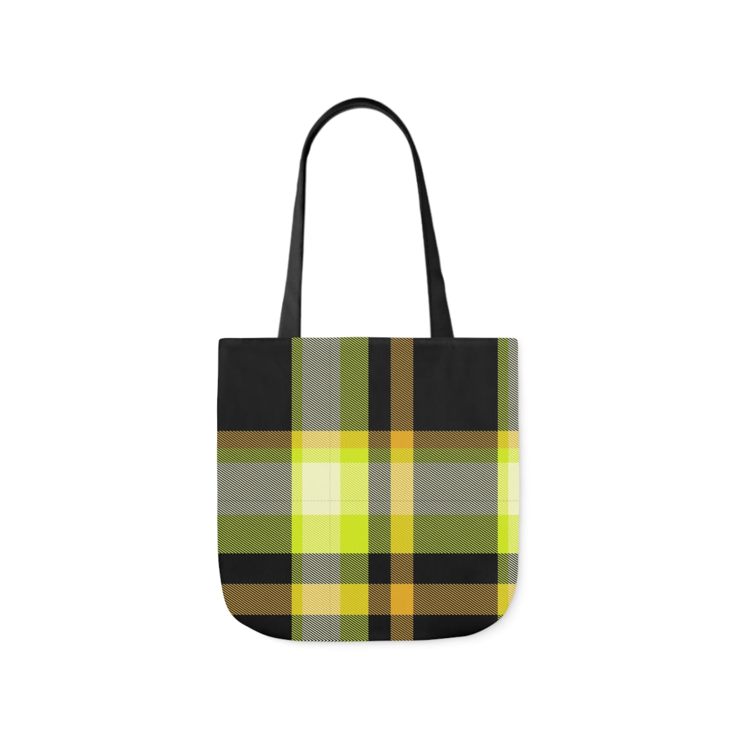 Black And Yellow Tartan Pattern Shoulder Tote Bag