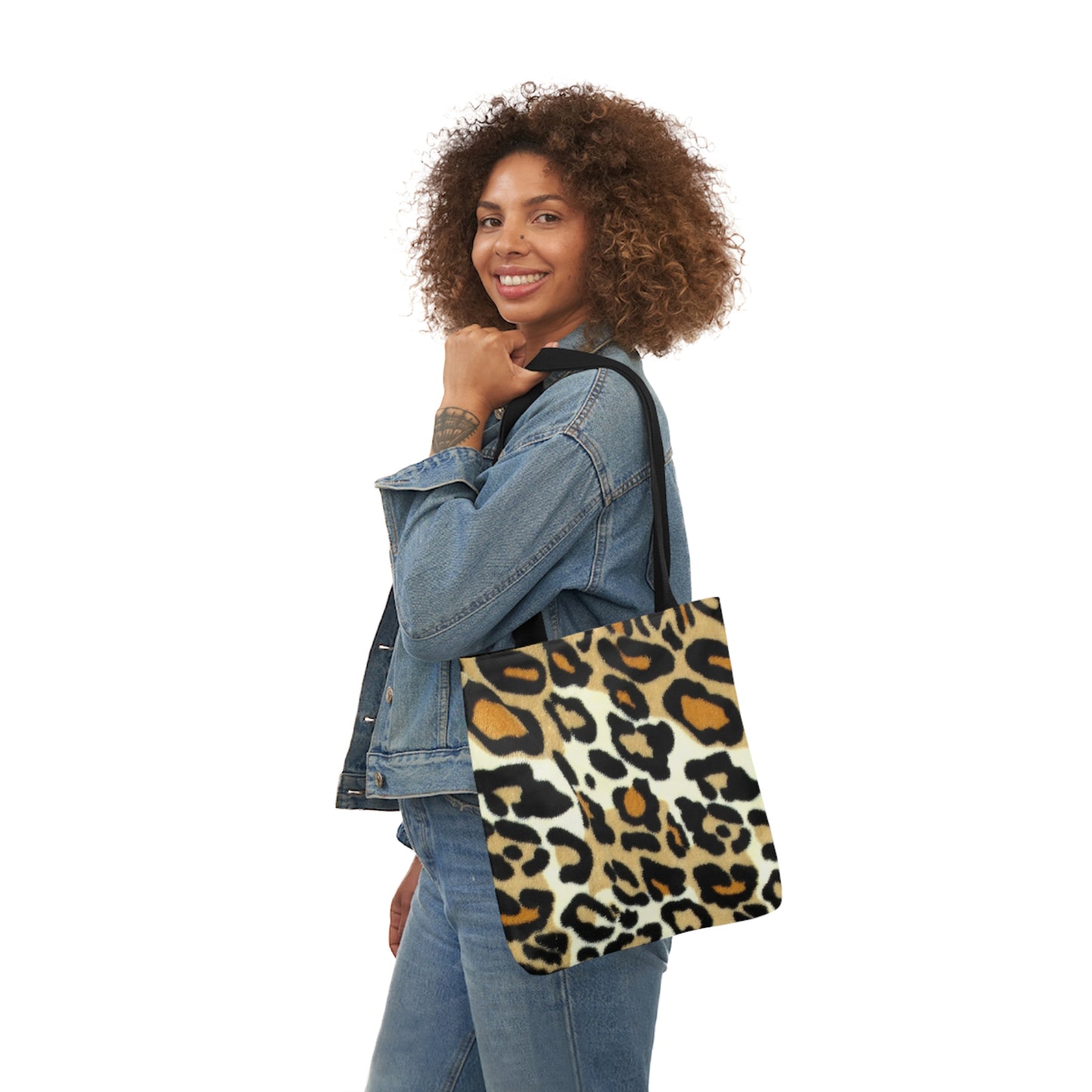 Leopard Skin Fur Print Shoulder Tote Bag