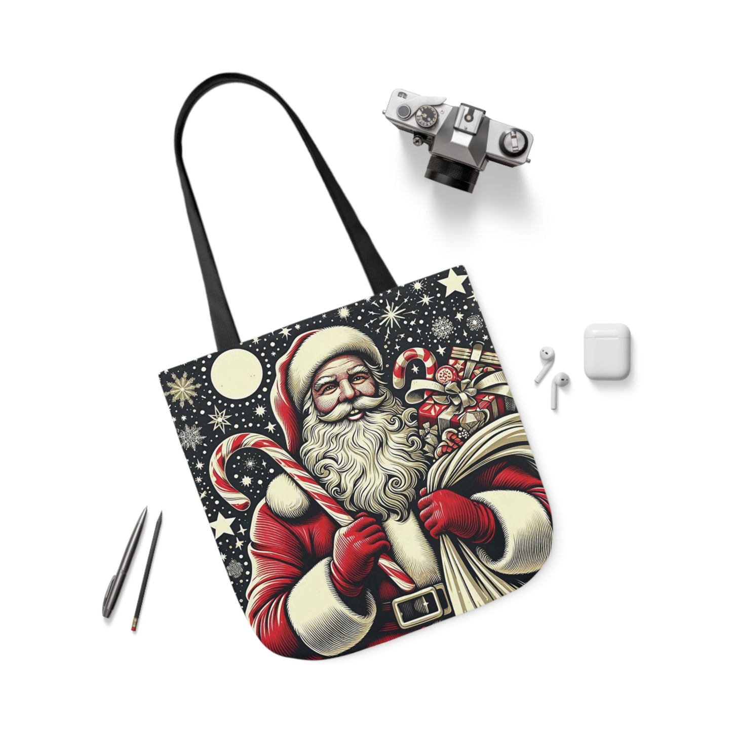 Winters Night Santa Claus Shop Shoulder Tote Bag