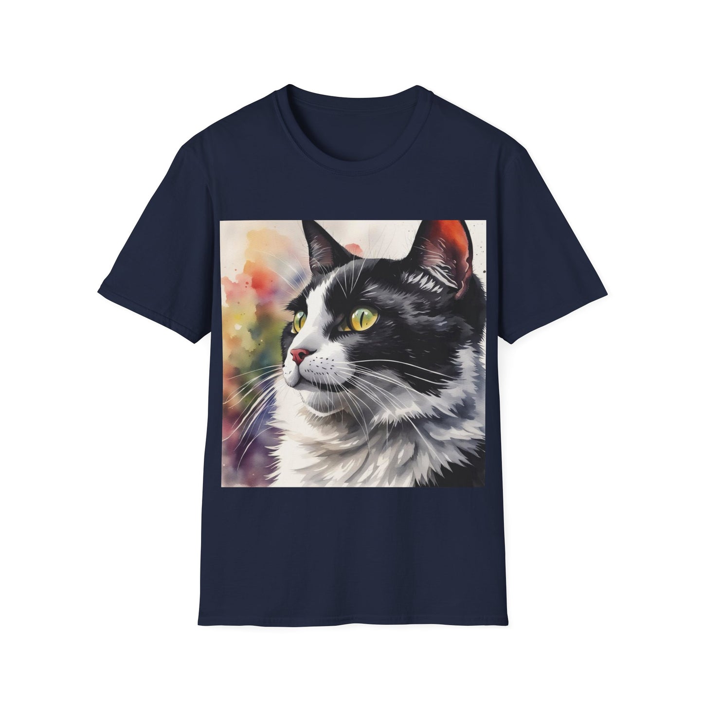 Black And White Cat Cute Watercolor T-Shirt