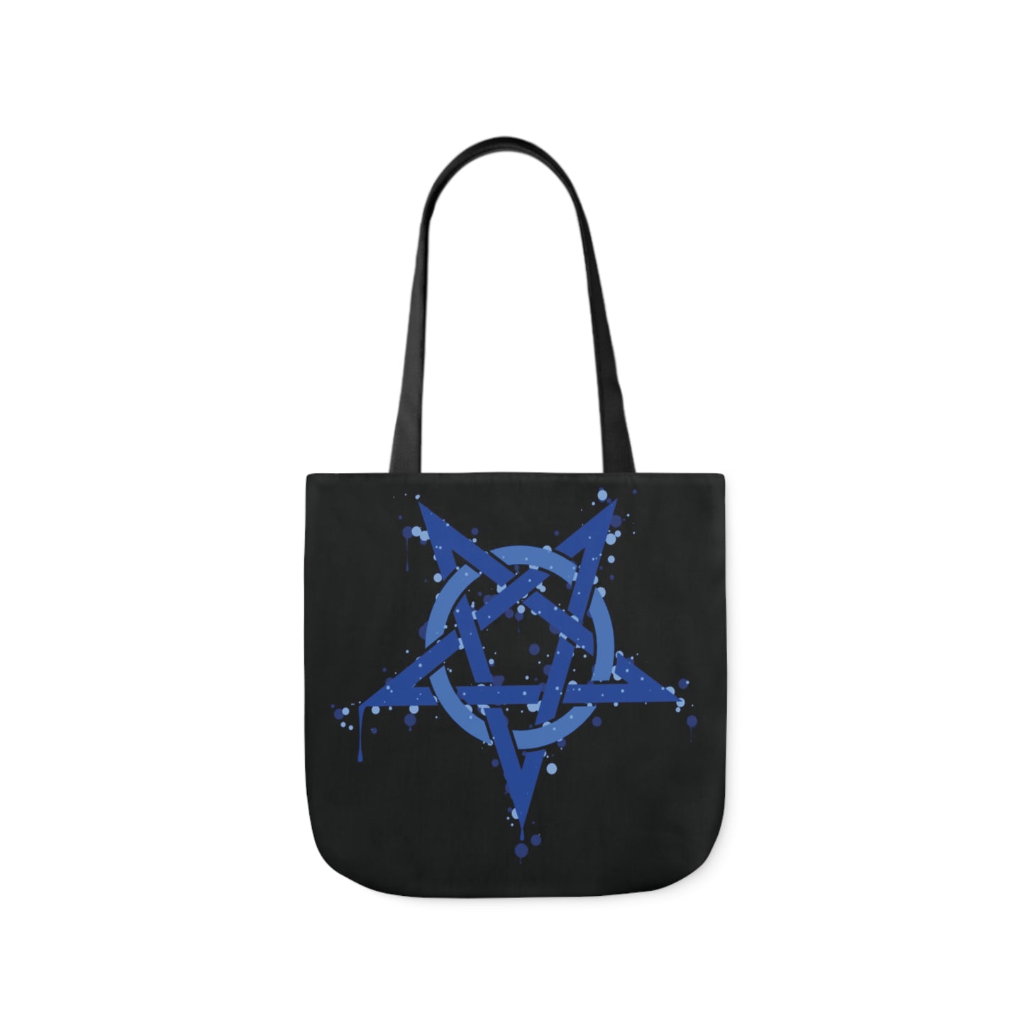 Blue Inverted Spotted Pentagram Shoulder Tote Bag