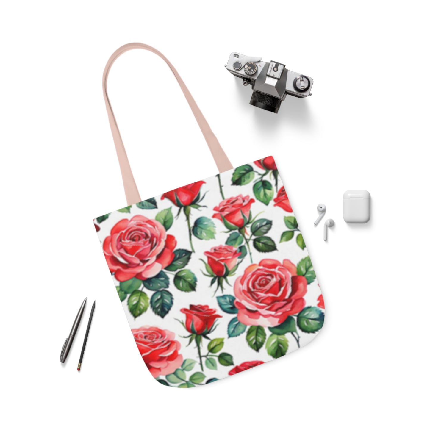 Large Pink Roses Shoulder Tote Bag