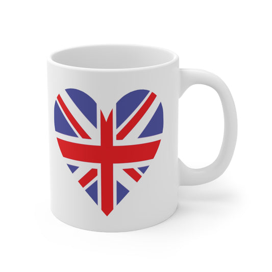 Union Jack Flag Heart Coffee Mug