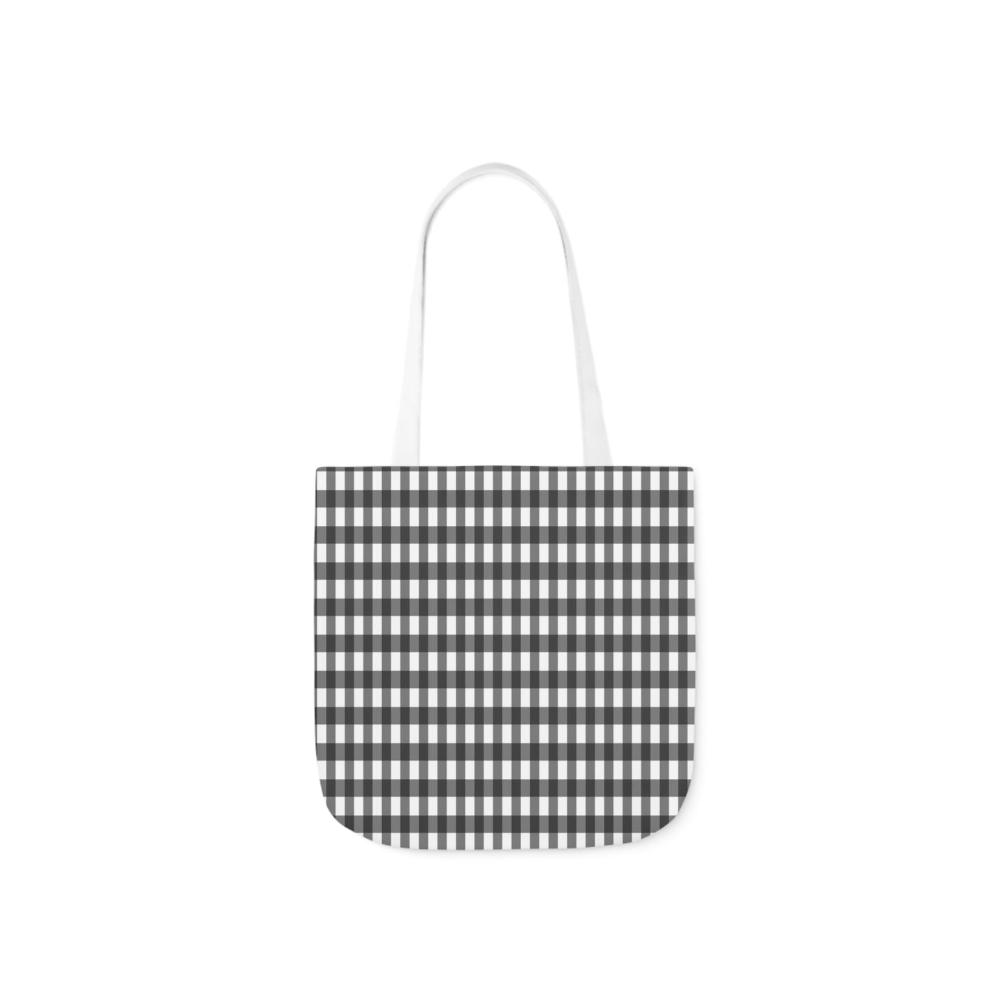 Grey And White Gingham Check Pattern Shoulder Tote Bag