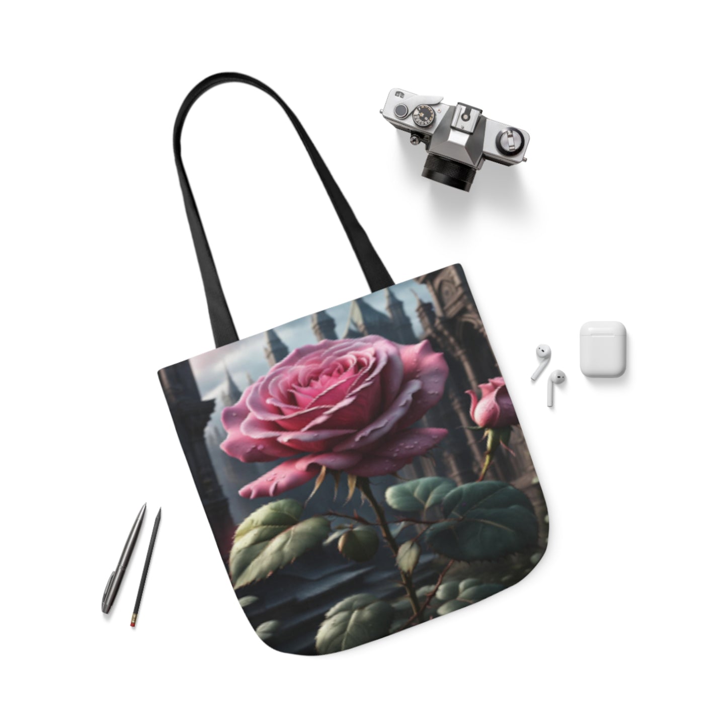 Pink Gothic Fantasy Rose Shoulder Tote Bag