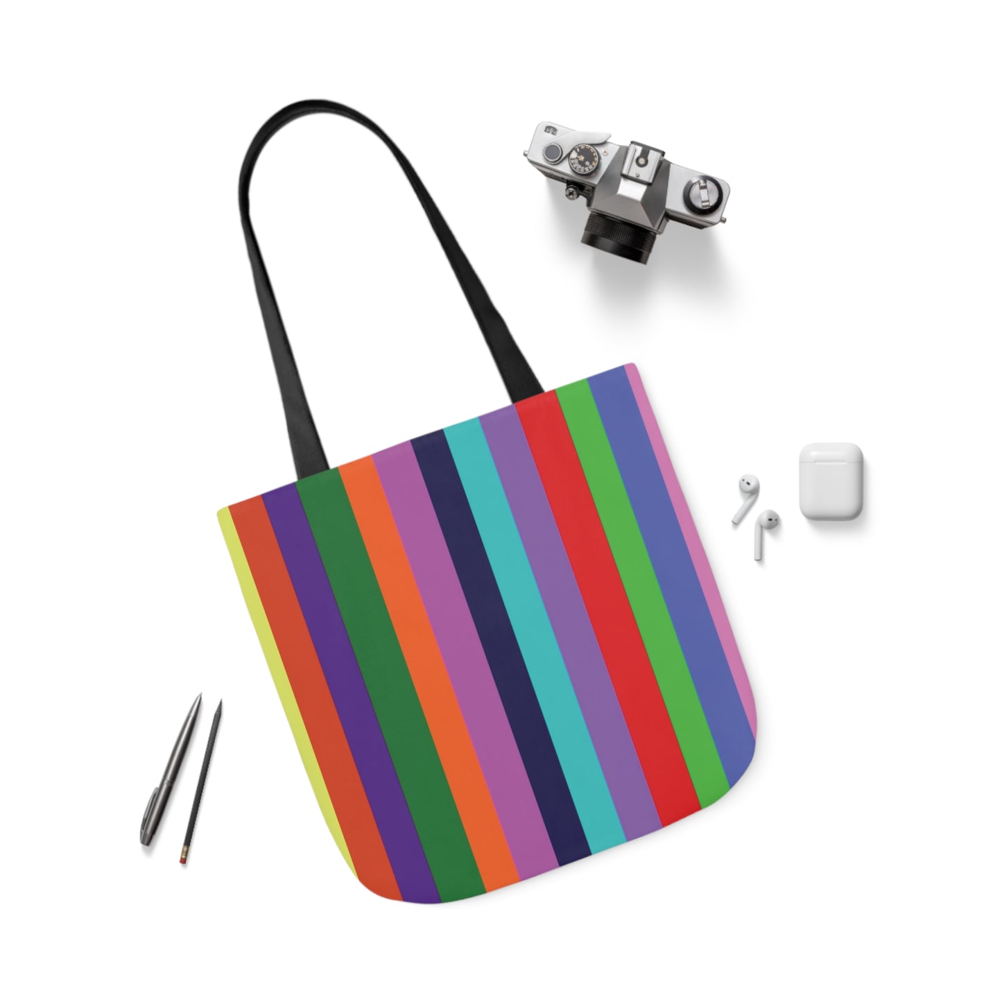 Rainbow Bright Colour Stripes Shoulder Tote Bag