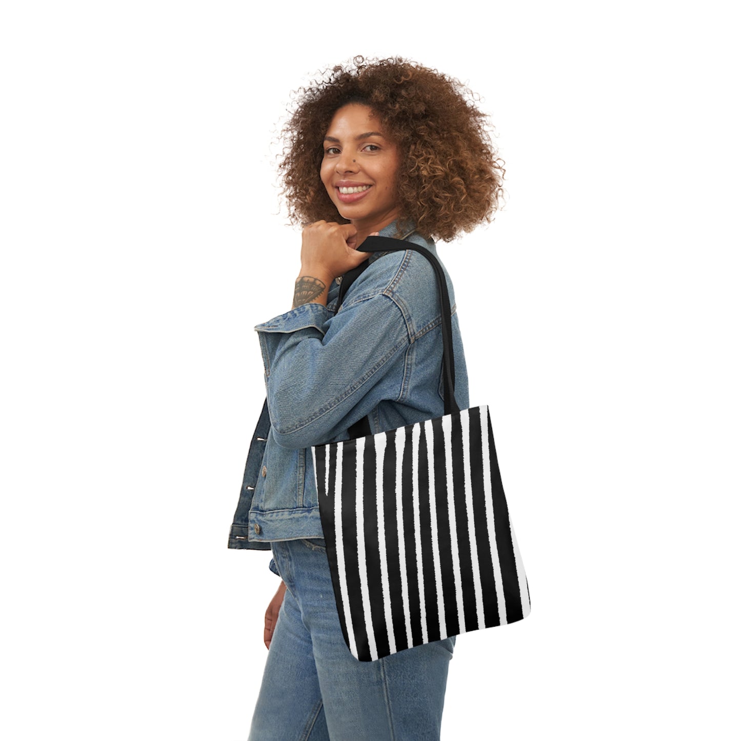 Zebra Stripes Print Pattern Shoulder Tote Bag