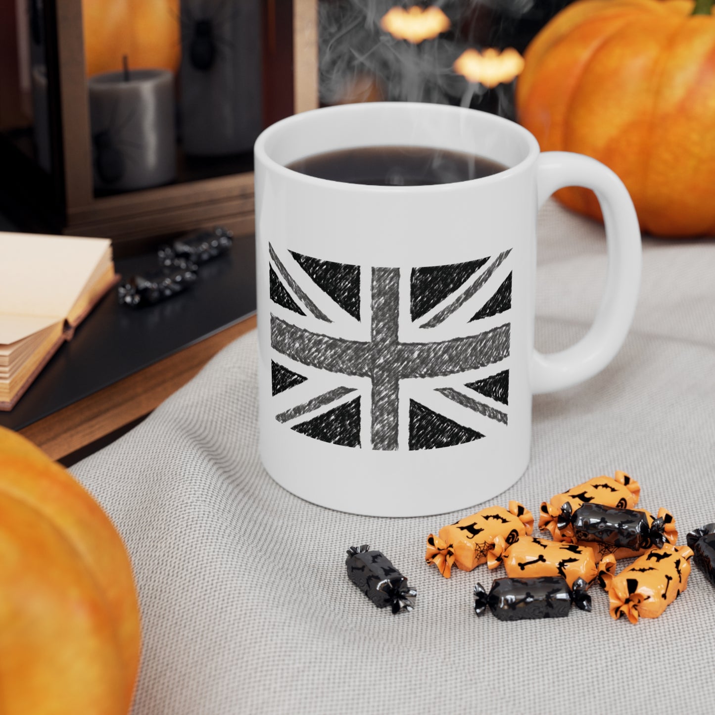 Union Jack Flag Charcoal Coffee Mug