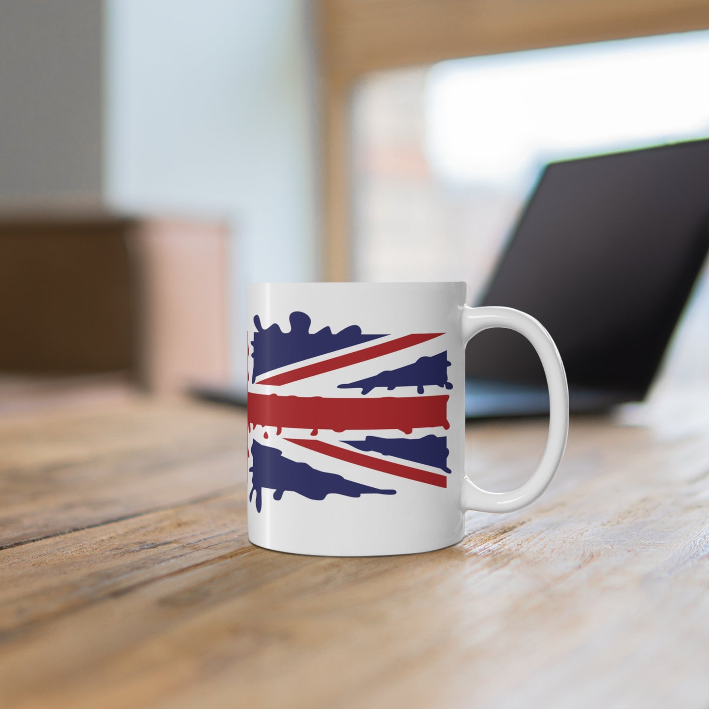 Union Jack Flag Paint Splat Wrap Around Coffee Mug