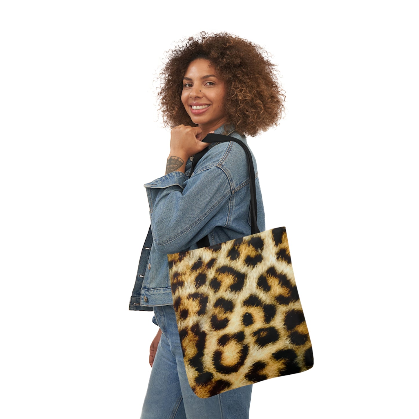 Leopard Fur Print Shoulder Tote Bag