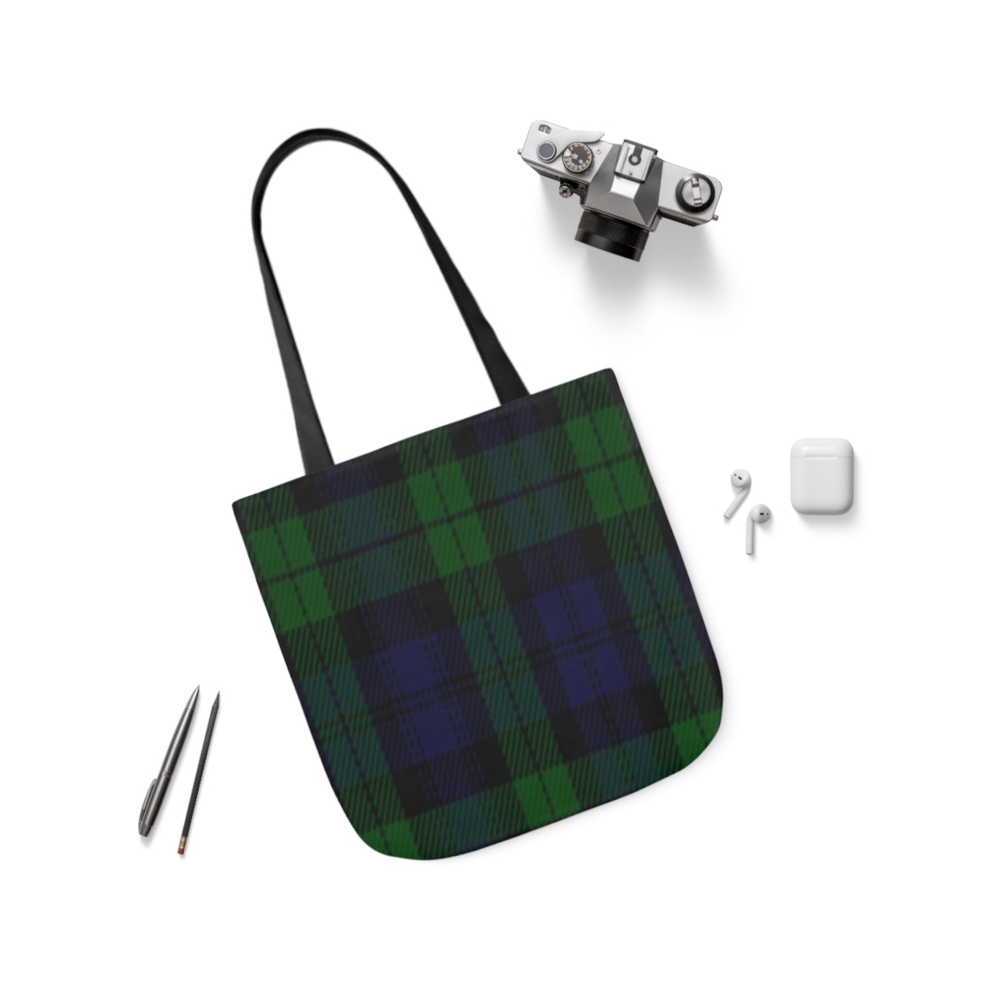 Blue And Green Scottish Sunderland Tartan Shoulder Tote Bag