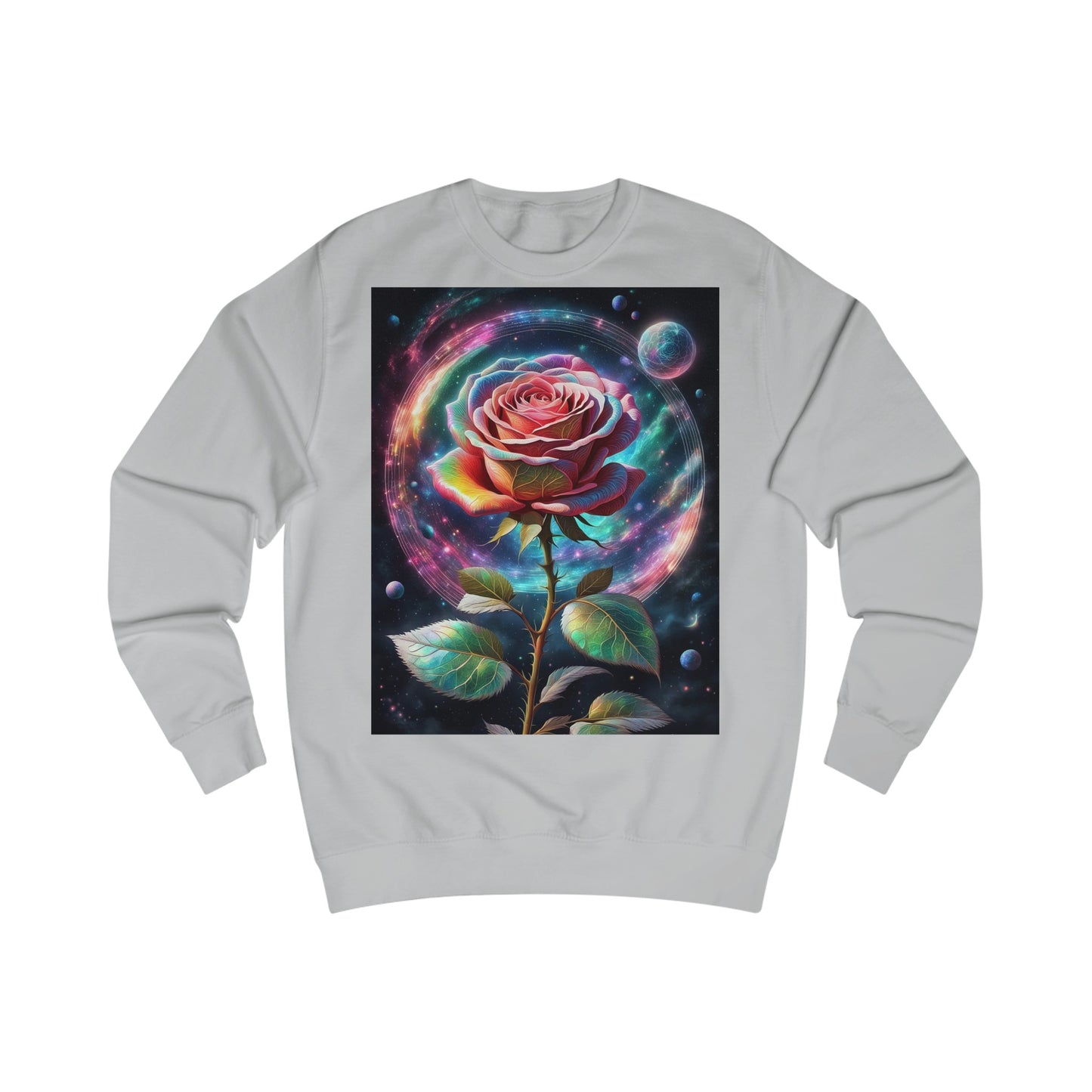 Rainbow Rose Cosmic Space Flower Sweatshirt