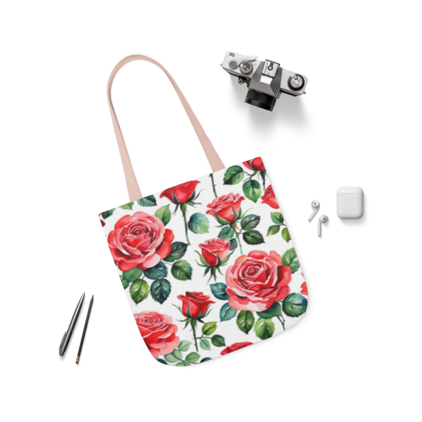 Large Pink Roses Shoulder Tote Bag