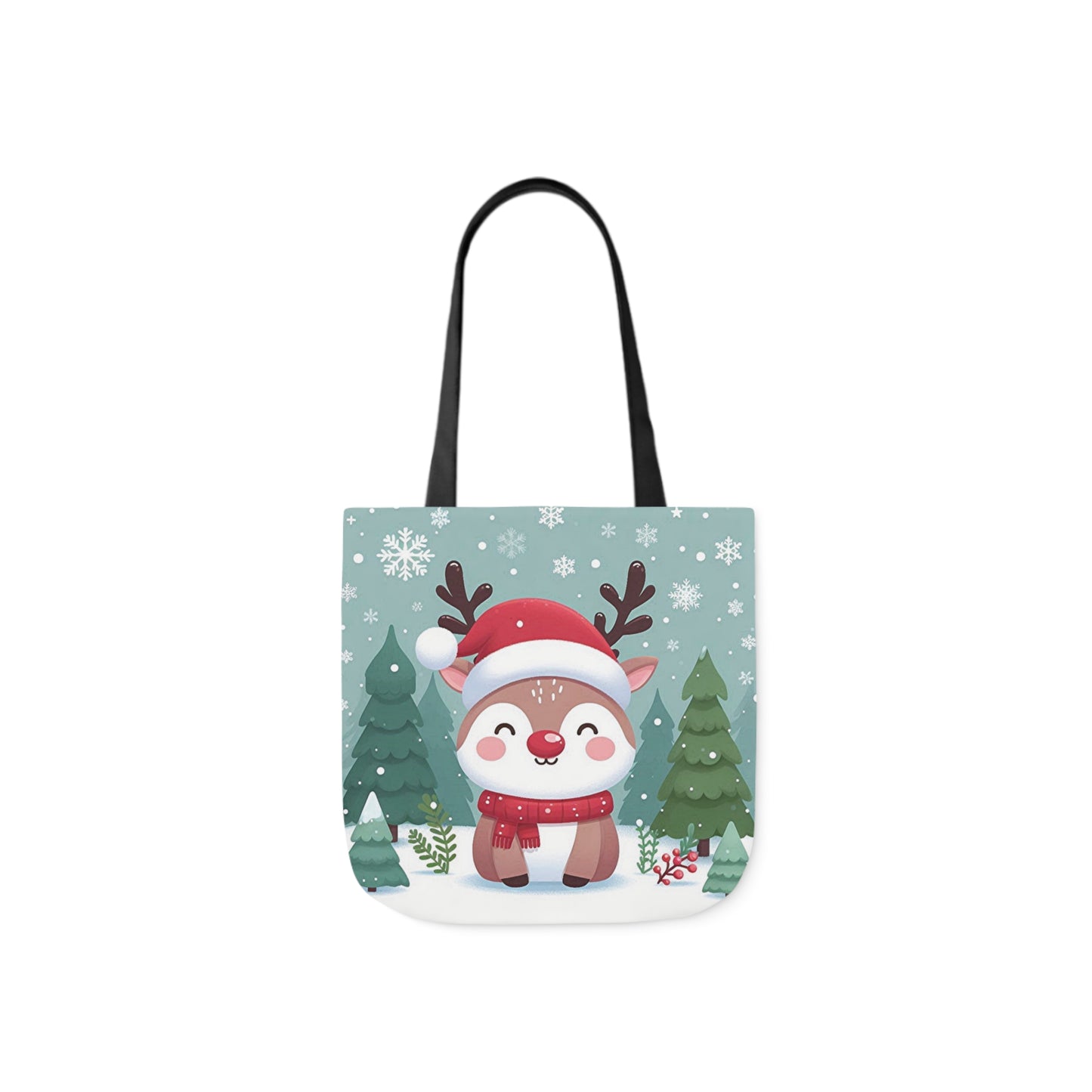 Cute Santa Reindeer Smiling Shoulder Tote Bag