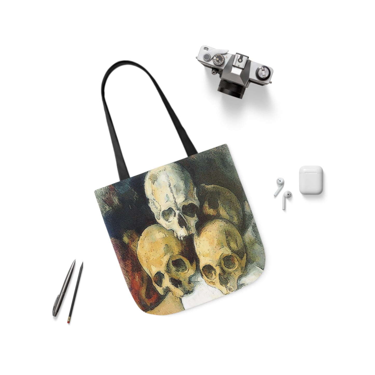 Vintage Pyramid of Skulls Classical Painting Shoulder Tote Bag