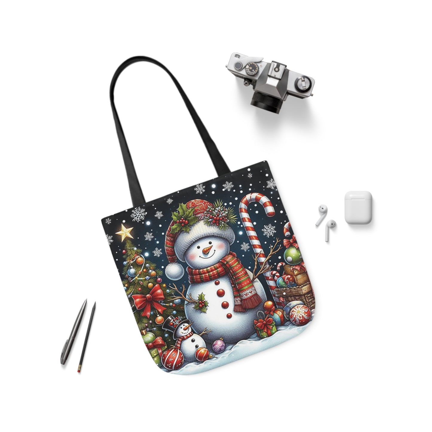 Cute Christmas Snowman Festive Delight Shoulder Tote Bag