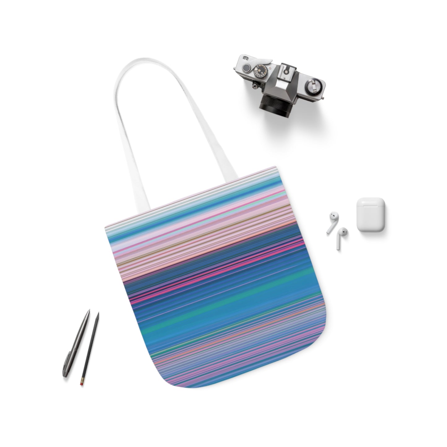 Ocean Sunrise Stripes Pattern Shoulder Tote Bag