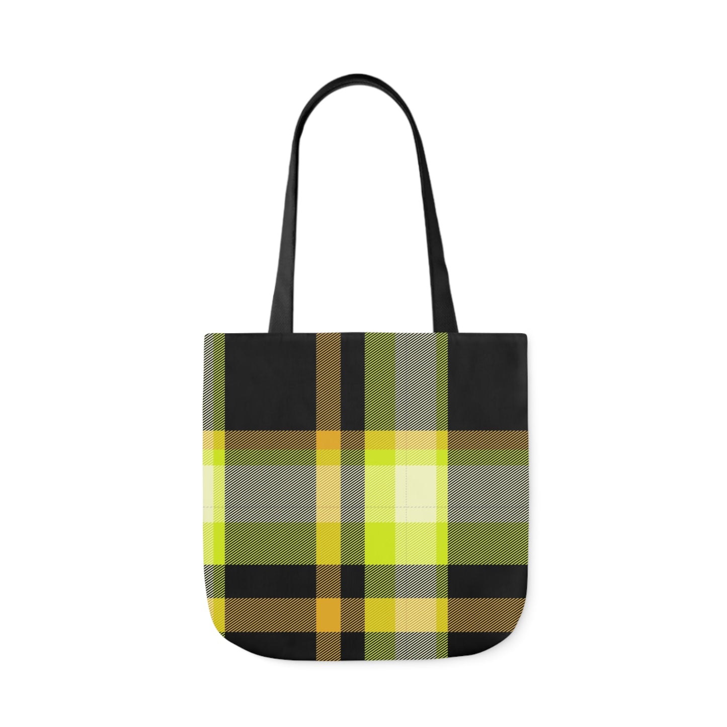 Black And Yellow Tartan Pattern Shoulder Tote Bag