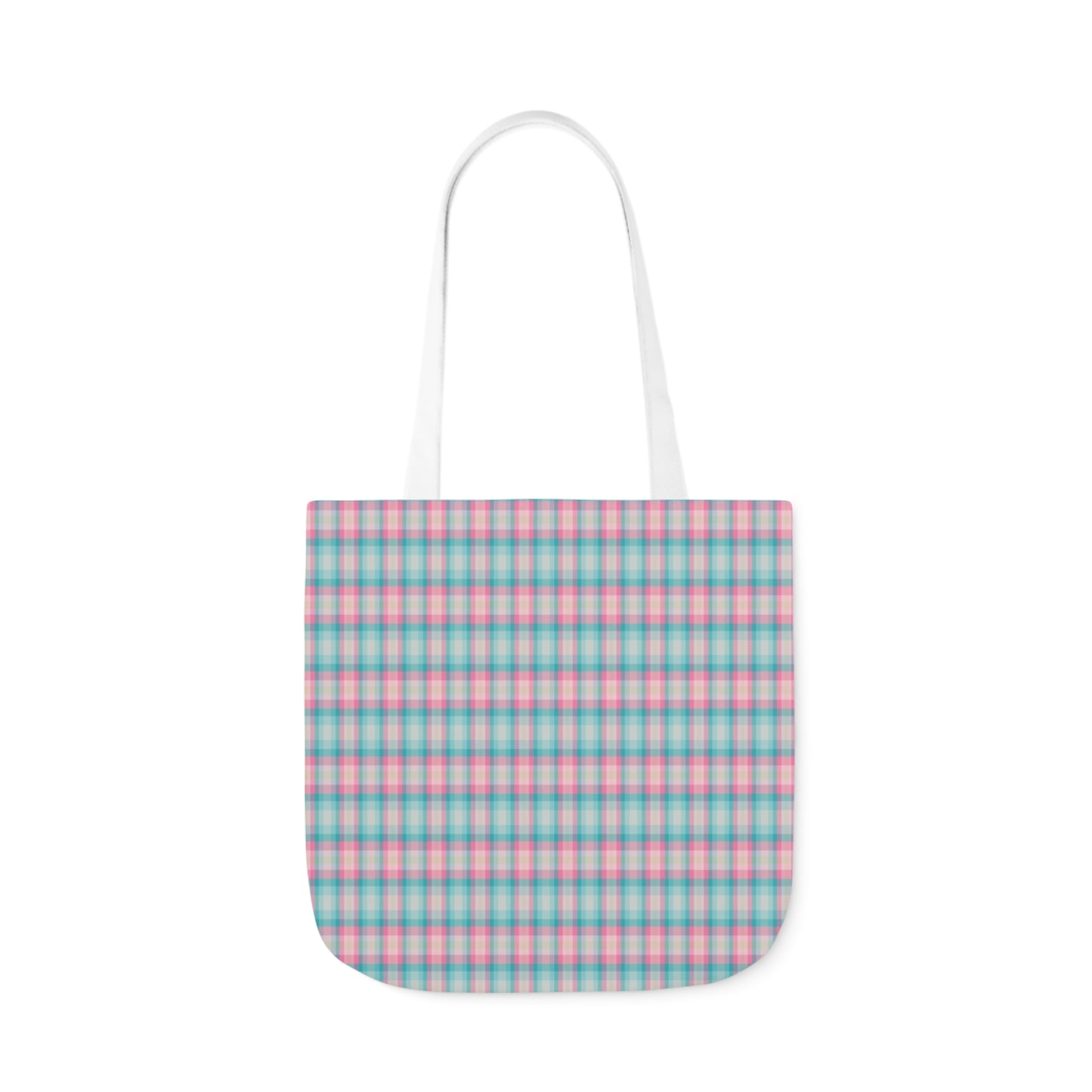 Baby Blue And Light Pink Gingham Check Pattern Shoulder Tote Bag