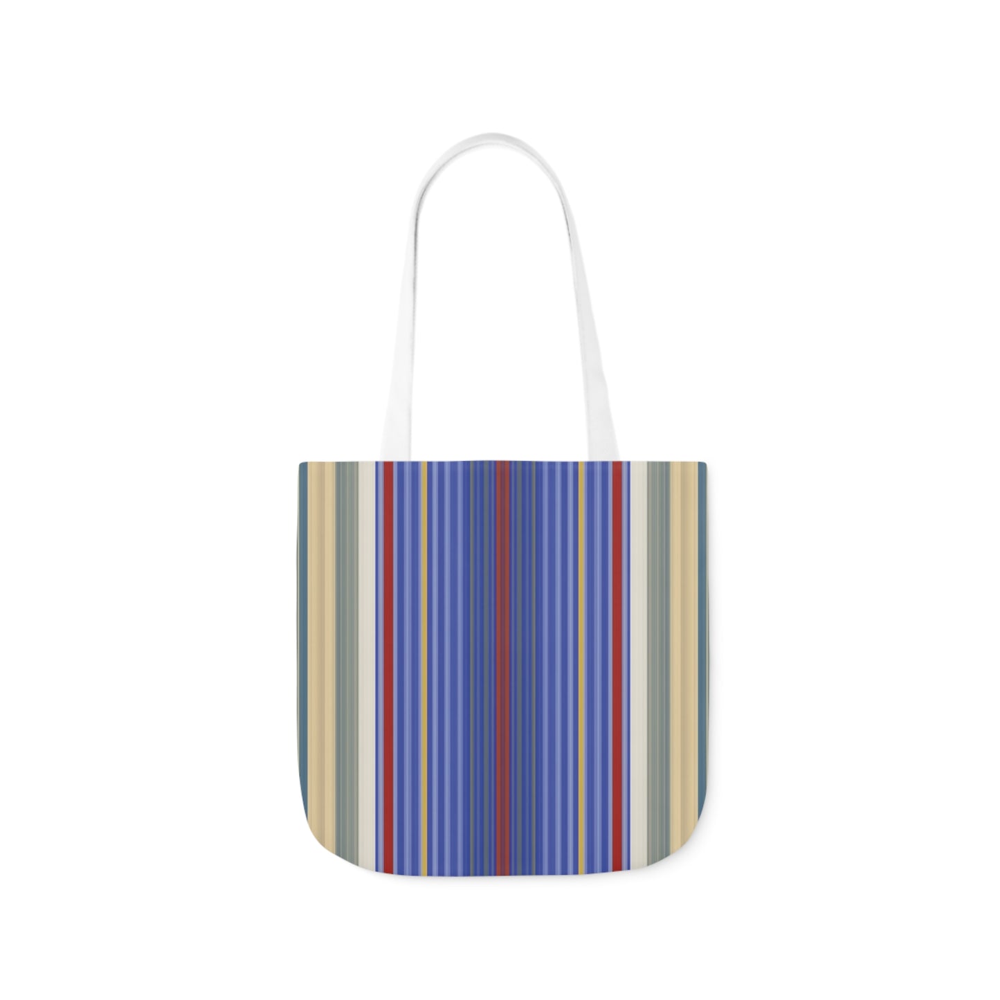 Royal Blue And Scarlet Red Stripes Pattern Shoulder Tote Bag