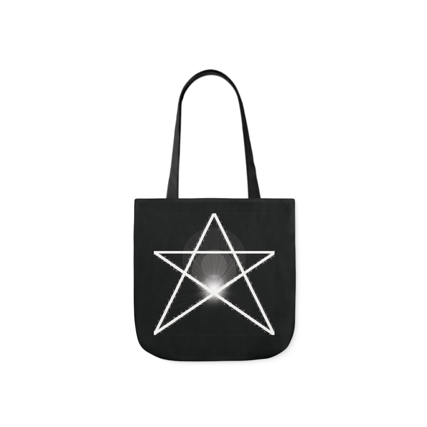 White Pentagram Witches Pentacle Black Shoulder Tote Bag