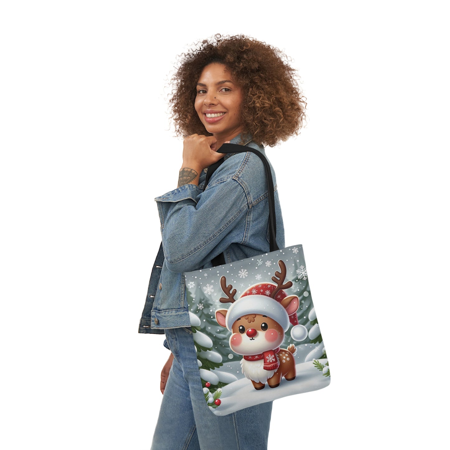 Cute Christmas Santa Reindeer Shoulder Tote Bag