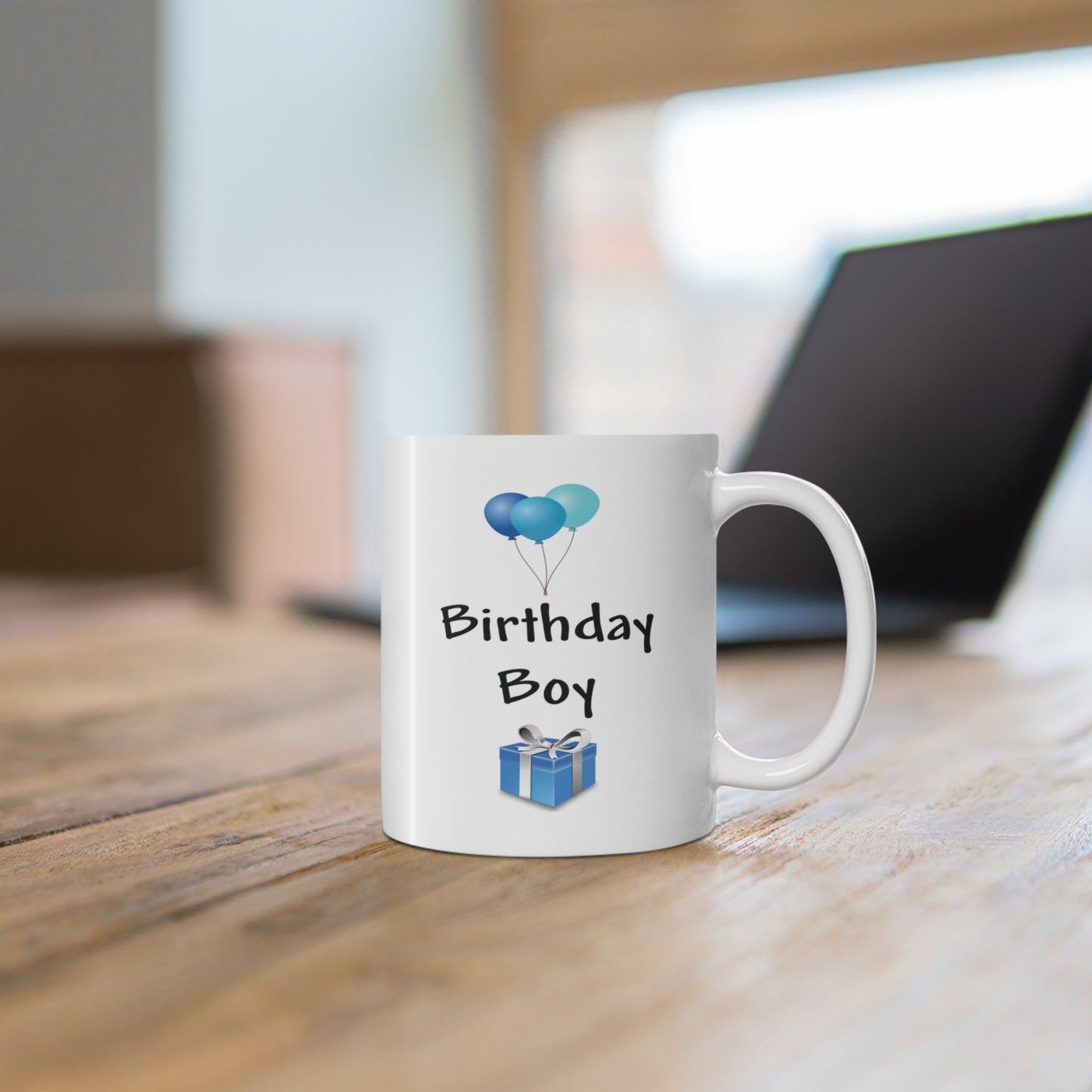 Birthday Boy Blue Balloons And Present Coffee Mug