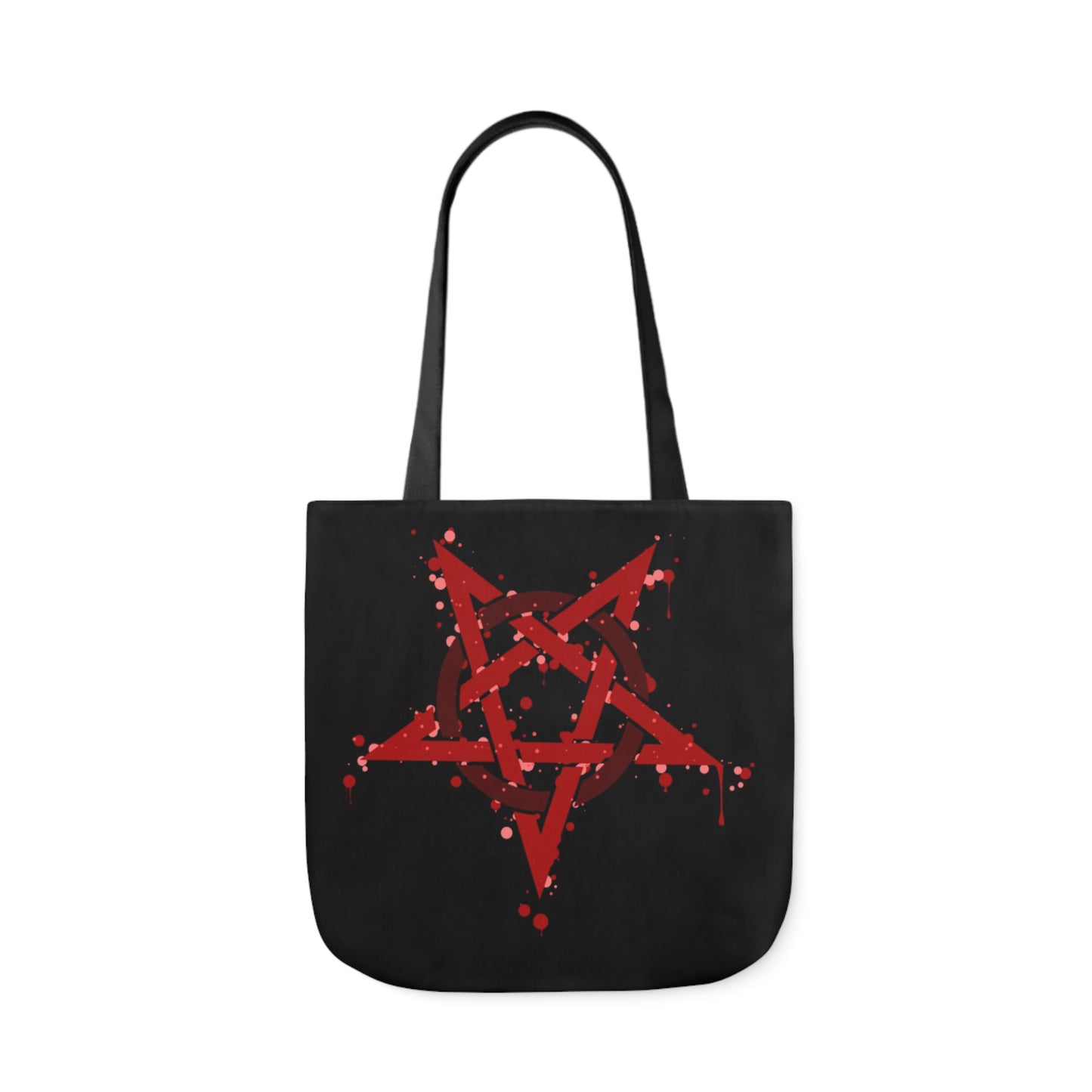 Red  Inverted Spotted Pentagram Shoulder Tote Bag