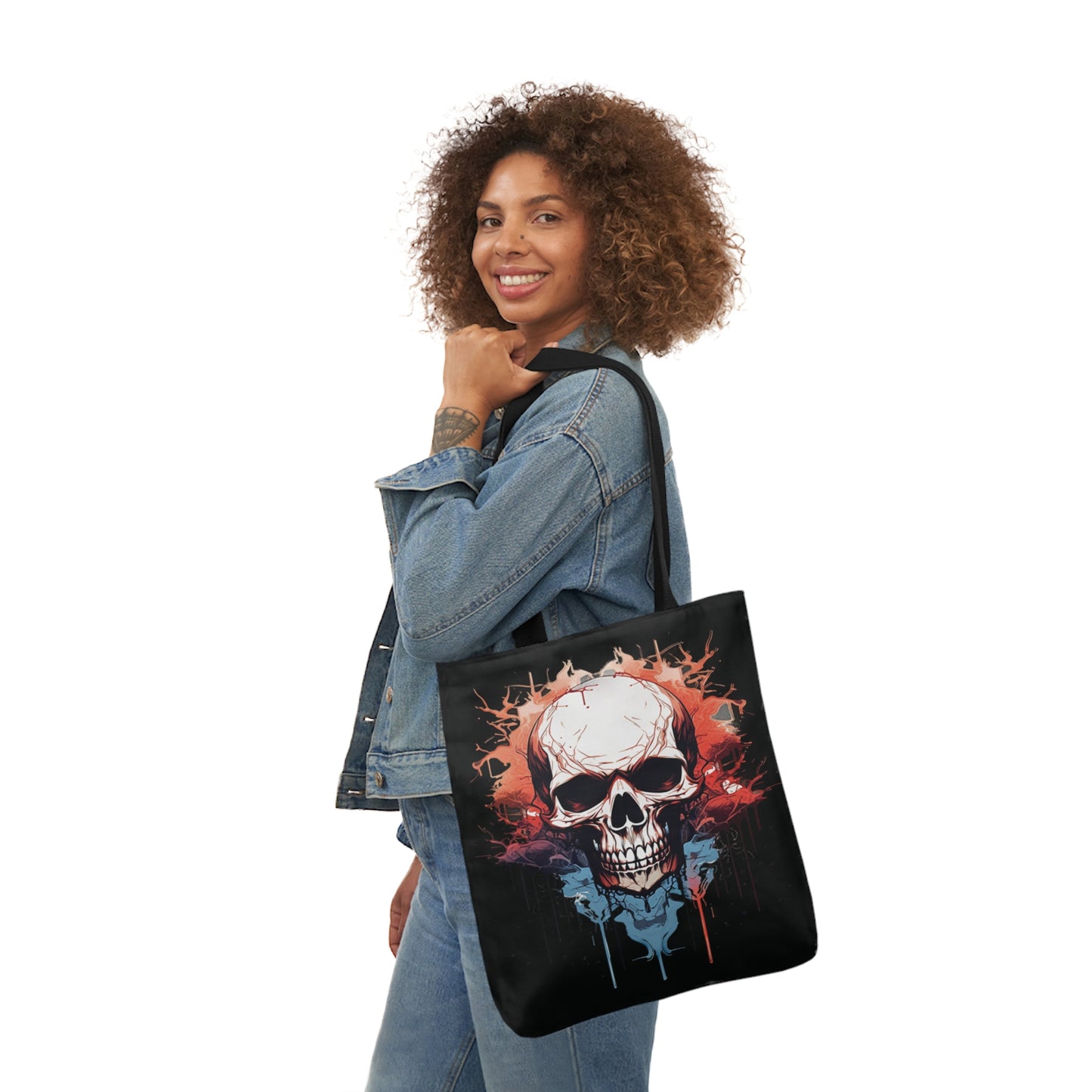 Skull Watercolour Painting Shoulder Tote Bag