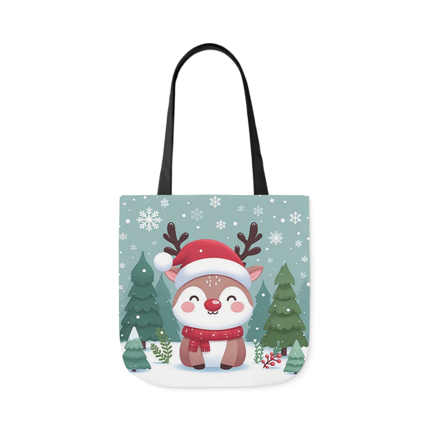 Cute Santa Reindeer Smiling Shoulder Tote Bag