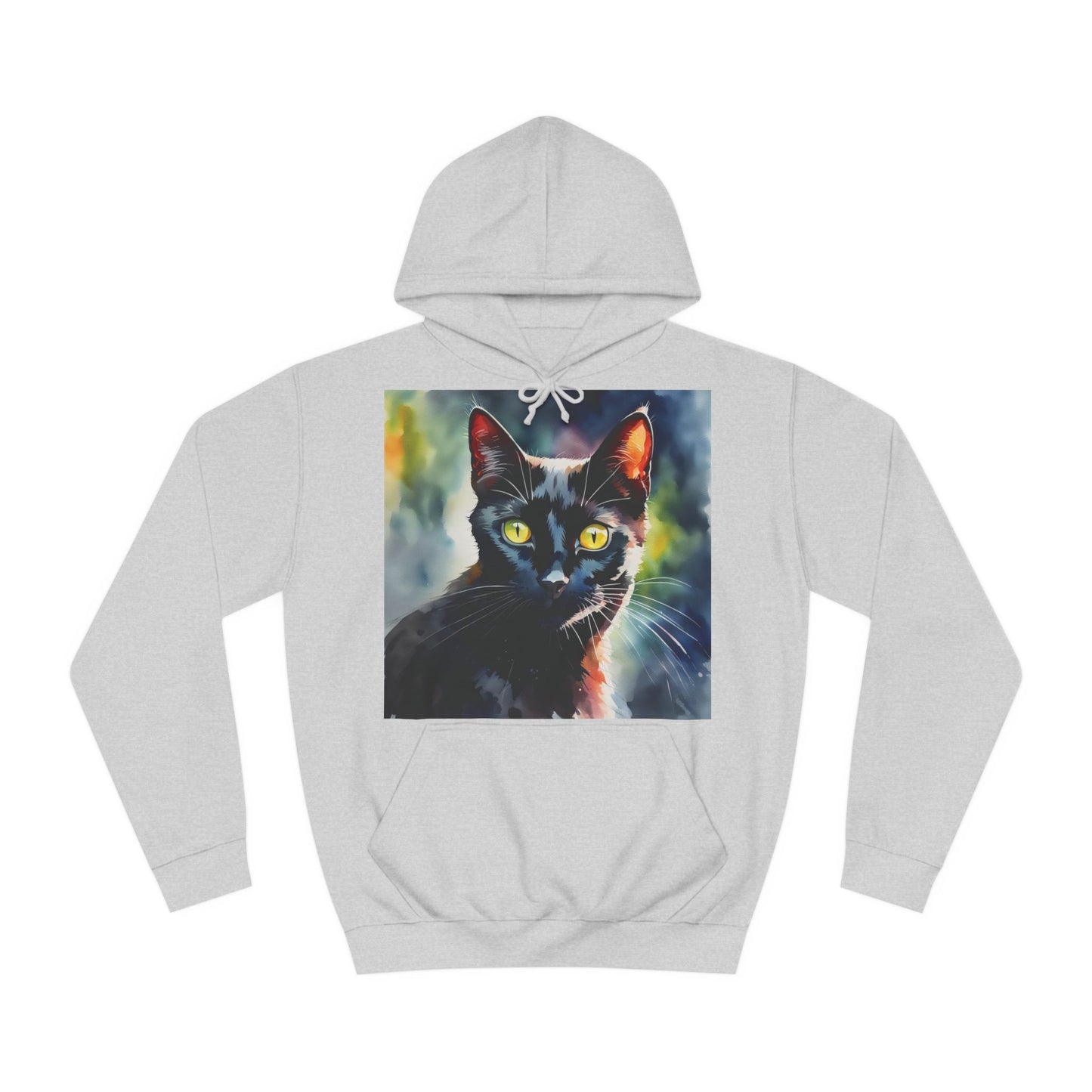 Black Cat Cute Watercolor Hoodie