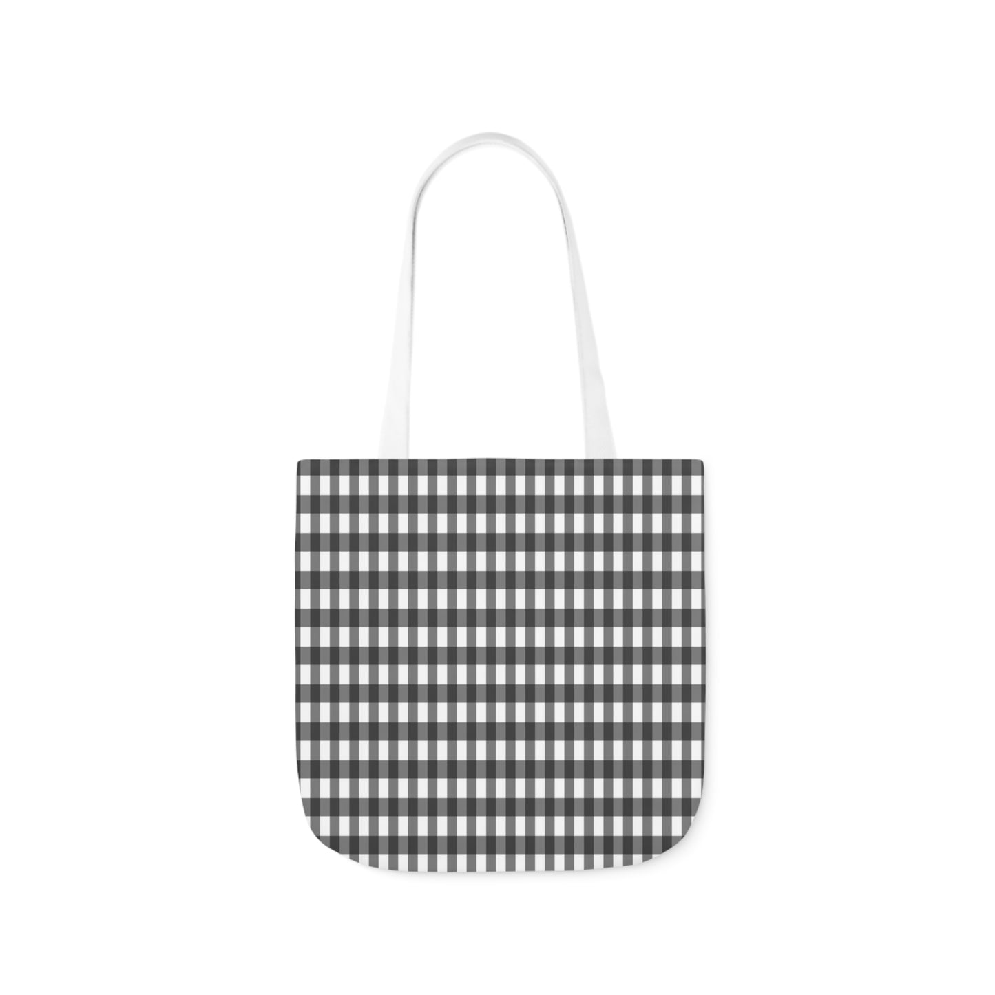 Grey And White Gingham Check Pattern Shoulder Tote Bag