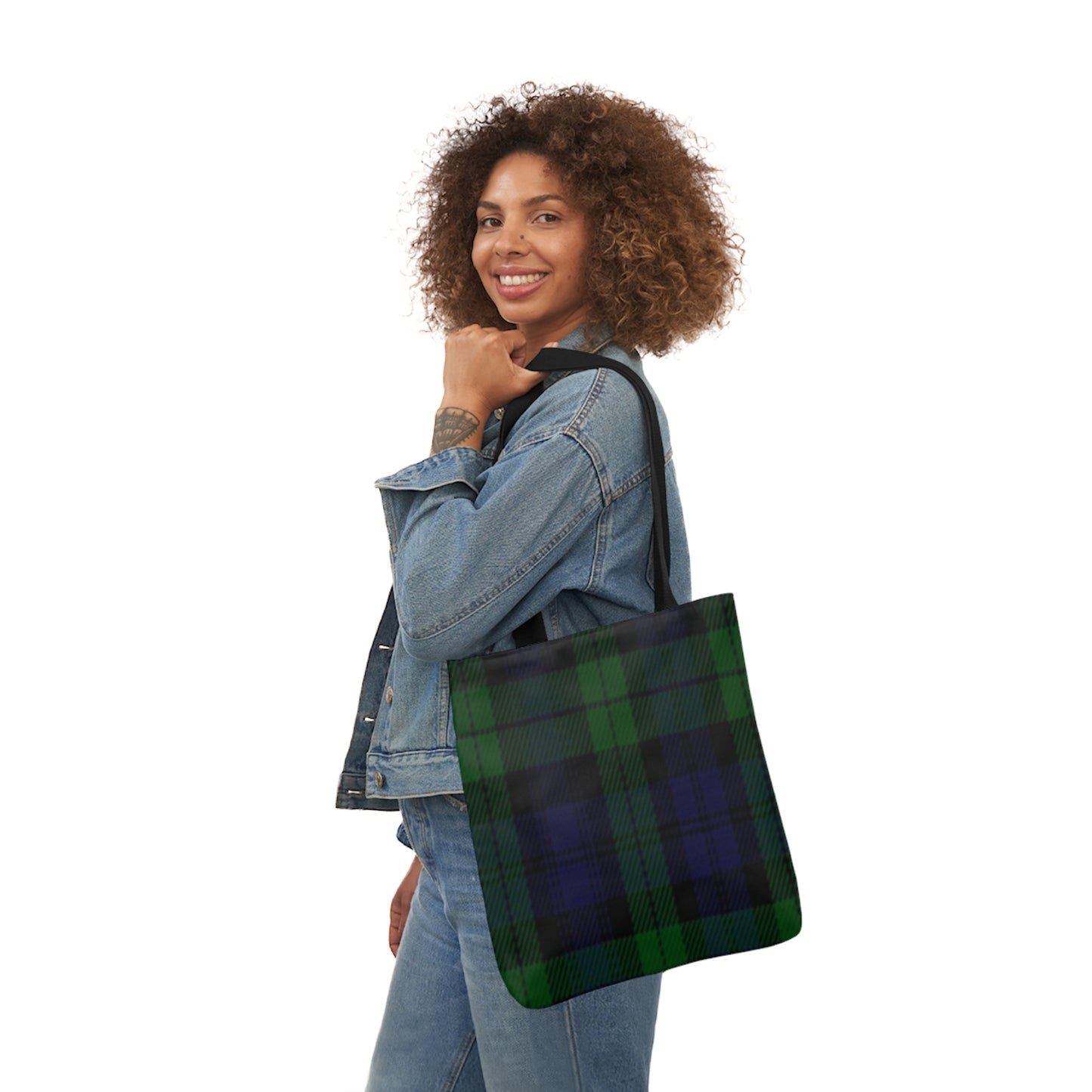 Blue And Green Scottish Sunderland Tartan Shoulder Tote Bag