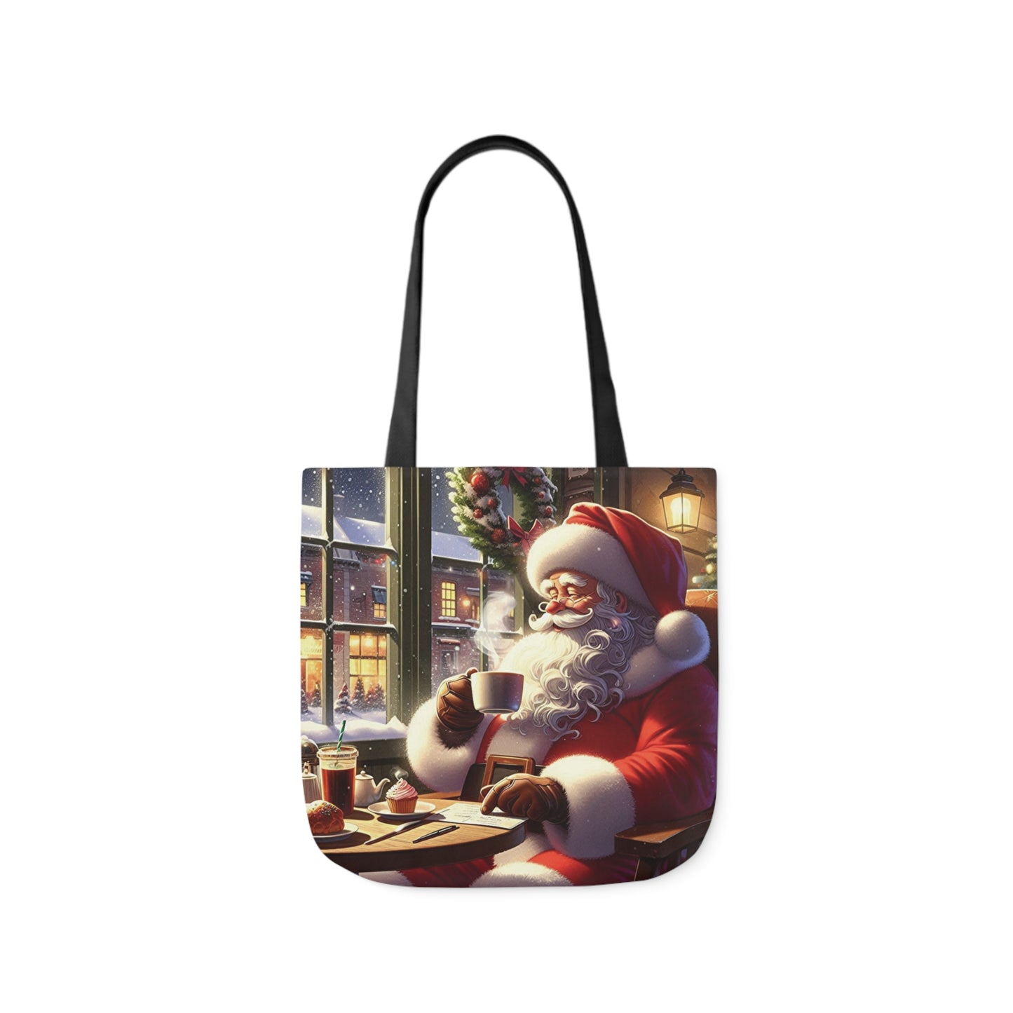 Santa Claus In Coffee Shop Shoulder Tote Bag