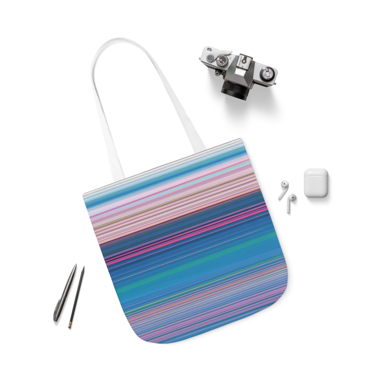 Ocean Sunrise Stripes Pattern Shoulder Tote Bag