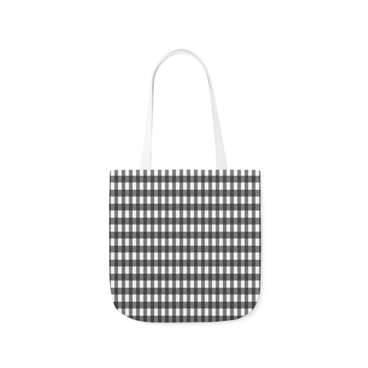 Grey And White Gingham Check Pattern Shoulder Tote Bag