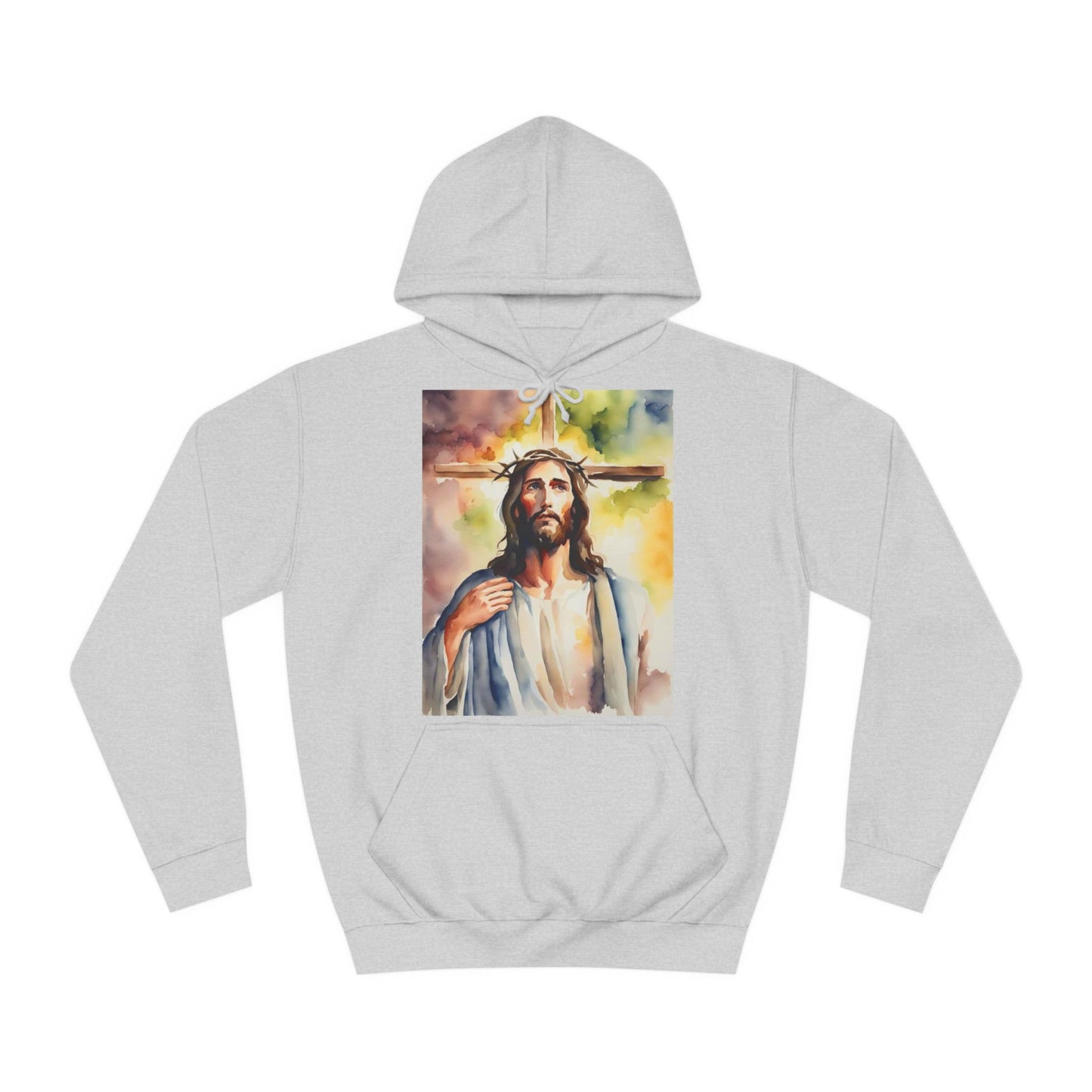 Jesus Christ Cross Watercolor Portrait Painting Hoodie