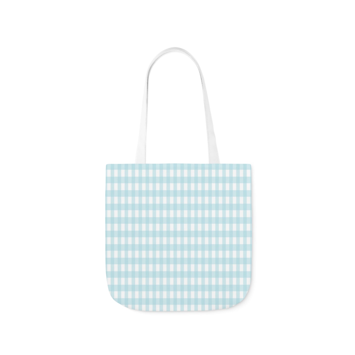 Baby Blue and White Check Pattern Shoulder Tote Bag