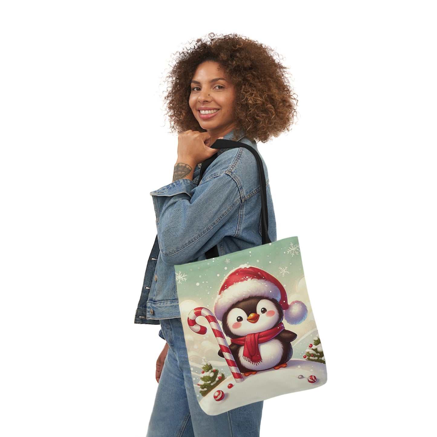 Cute Christmas Santa Penguin Shoulder Tote Bag