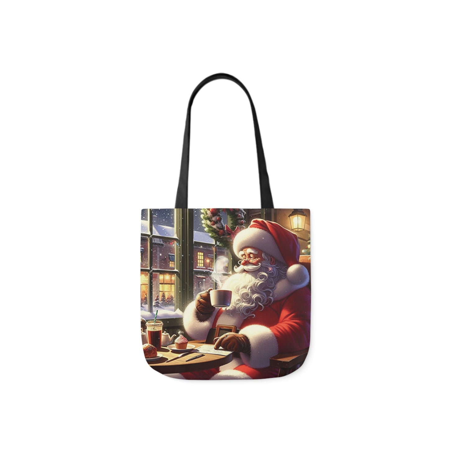 Santa Claus In Coffee Shop Shoulder Tote Bag